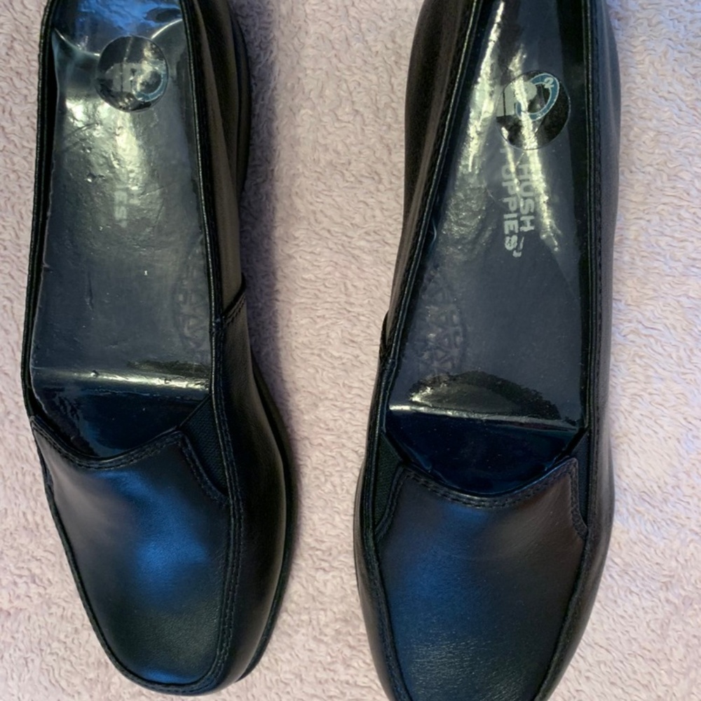 Hush Puppies Black Leather Loafers